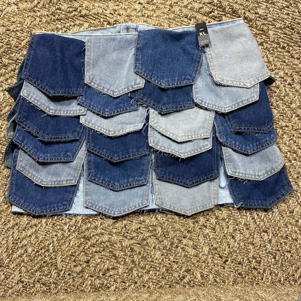 AKIRA Two-Tone Denim Skirt XL